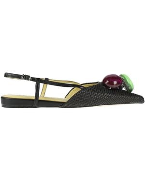 Apepazza Ballet Flats Leather, Textile Fibers - Black