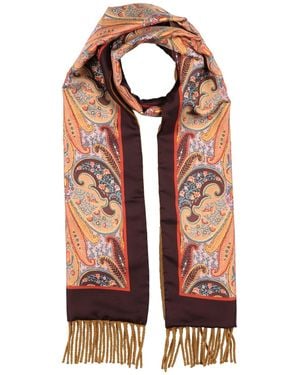 Etro Dark Scarf Silk, Wool - Brown