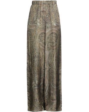 Max Mara Khaki Pants Silk - Natural