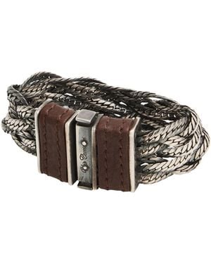 Ugo Cacciatori Bracelet Metal, Cowhide - Black