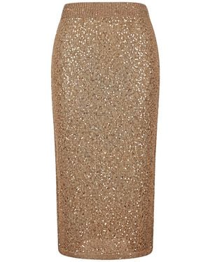 SIMONA CORSELLINI Midi Skirt Viscose, Polyamide, Polyester - Natural