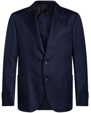 Lardini Midnight Blazer Cashmere, Virgin Wool, Silk - Blue