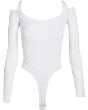 Mugler Bodysuit Rayon, Nylon, Elastane - White