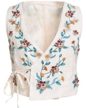 Agua Bendita Tailored Vest Linen - White