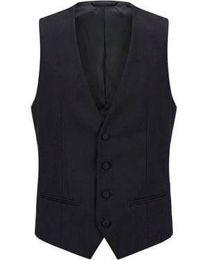 Corneliani Midnight Tailored Vest Virgin Wool, Silk - Blue