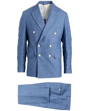 Brian Dales Natural Low Impact Slate Suit Linen - Blue