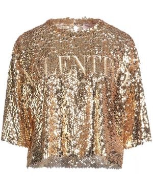Valentino Garavani Top Polyamide, Polyester, Cotton, Metallic Fibre - Natural