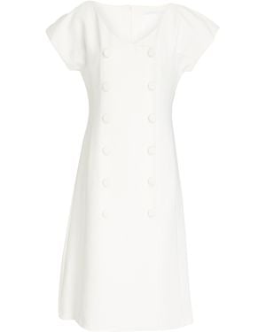 Black Halo Button-Embellished Crepe Sheath Dress - White