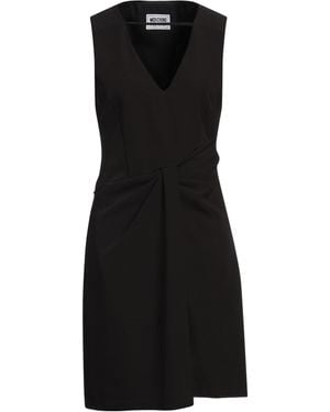 Moschino Flared V-Neck Crepe Mini Dress - Black