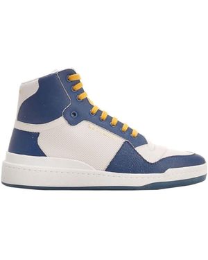 Saint Laurent Baskets mi-hautes en cuir de veau bleues