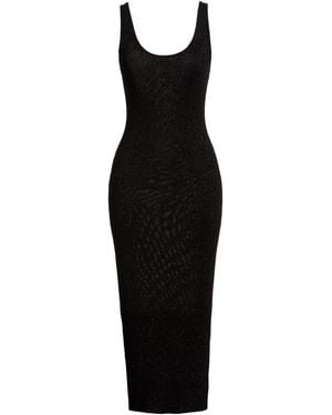 MC2 Saint Barth Midi Dress Viscose, Metal Fibre - Black