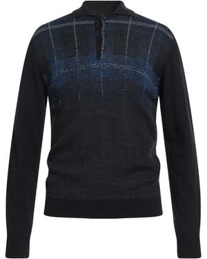 Vneck Jumper Wool, Viscose, Acrylic - Blue