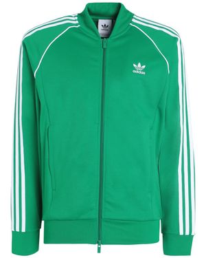 adidas Originals Sst Tt Logo-Embroidered Striped Recycled-Jersey Zip-Up Sweatshirt - Green