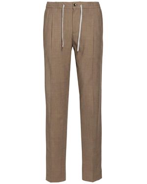 PT Torino Light Trousers Virgin Wool, Viscose, Polyester, Elastane - Natural