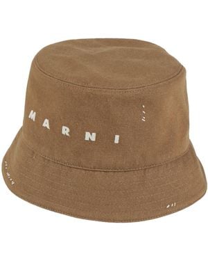 Marni Khaki Hat Cotton - Brown