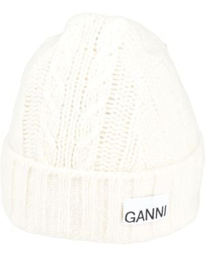 Ganni Cream Hat Wool, Recycled Wool, Recycled Polyamide - White