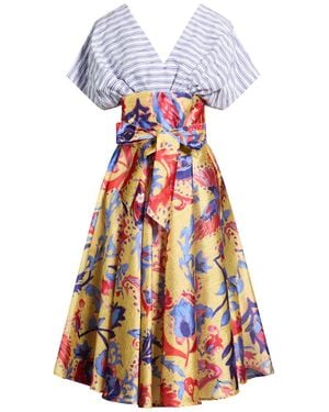Stella Jean Midi Dress Cotton, Polyester, Polyamide, Elastane - White