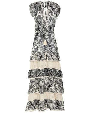 Miss Bikini Maxi Dress Viscose, Linen - White