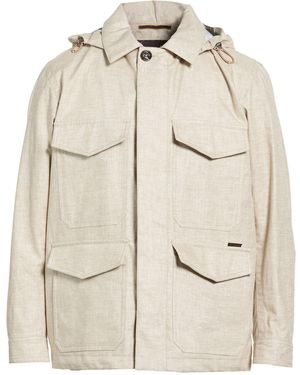 Moorer Jacket Linen, Polyurethane, Polyester - Natural