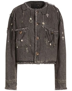 R13 Denim Outerwear Cotton, Leather - Gray