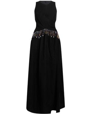 MSGM Maxi Dress Viscose, Linen - Black