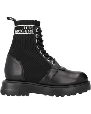 Love Moschino Ankle Boots Calfskin, Textile Fibres - Black