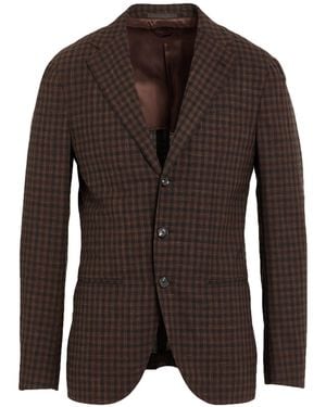 Caruso Chocolate Blazer Wool, Linen - Brown