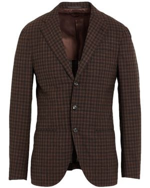 Caruso Chocolate Blazer Wool, Linen - Brown