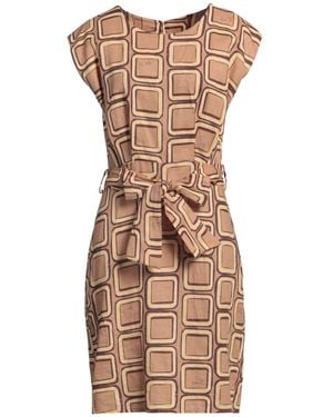 Yes-Zee Camel Mini Dress Linen - Natural