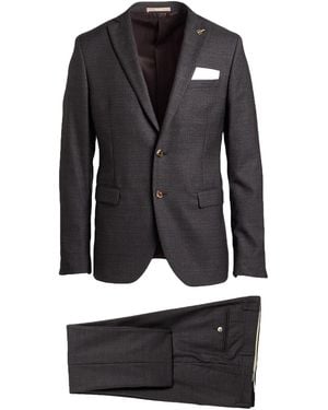 Paoloni Charcoal Suit Virgin Wool - Black