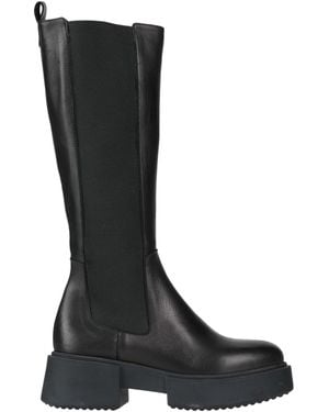 CURIOSITÉ Boot Leather, Textile Fibers - Black