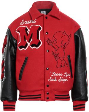 Saint Michael Jacket Wool, Nylon, Leather, Rayon - Red