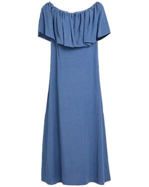 Xacus Slate Midi Dress Viscose, Linen - Blue