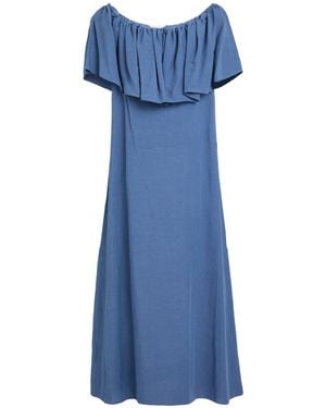 Xacus Slate Midi Dress Viscose, Linen - Blue