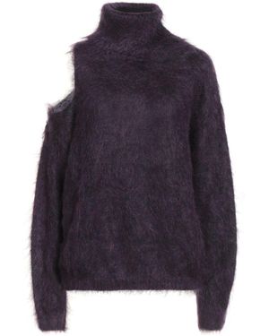 Semicouture Plum Turtleneck Mohair Wool, Polyamide, Virgin Wool - Blue