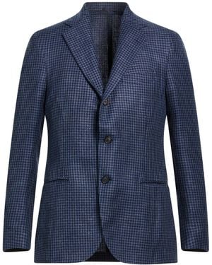 De Petrillo Blazer Virgin Wool, Linen - Blue