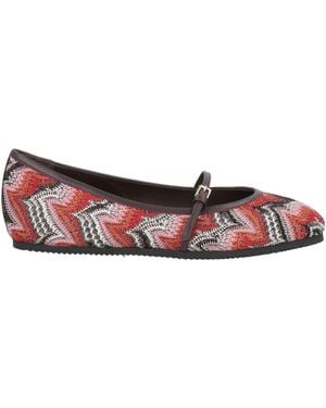 Missoni Brick Ballet Flats Leather, Textile Fibers - Red