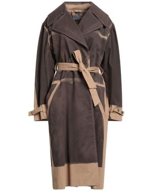Alberta Ferretti Dark Overcoat & Trench Coat Cotton, Elastane - Brown
