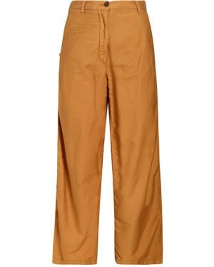 White Sand Mustard Pants Cotton, Silk - Orange