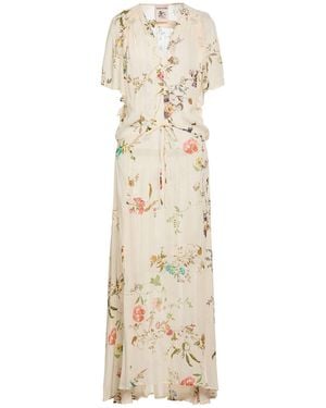 Semicouture Ivory Maxi Dress Viscose - Natural