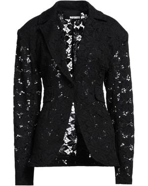 ROTATE BIRGER CHRISTENSEN Floral-lace Single-breasted Blazer - Black