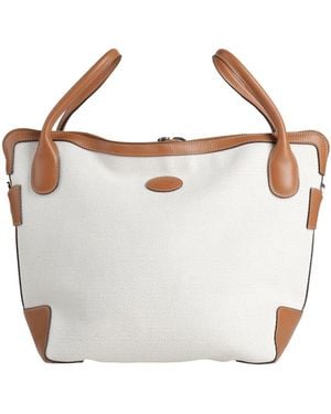 Tod's Ivory Handbag Textile Fibers, Leather - White