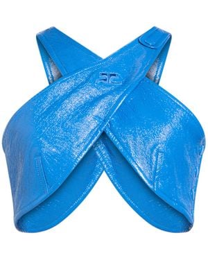 Courreges Top Cotton, Polyurethane, Elastane - Blue