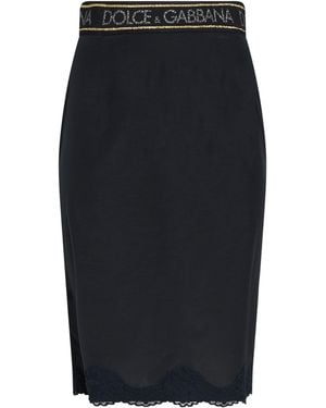 Dolce & Gabbana Midi Skirt Silk, Polyamide, Elastane - Black