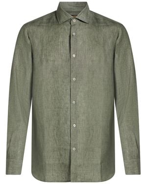 Moorer Military Shirt Linen - Green