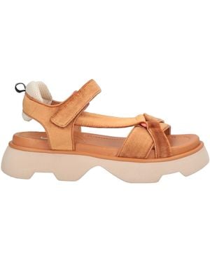 Jeannot Camel Sandals Leather, Textile Fibers - Brown