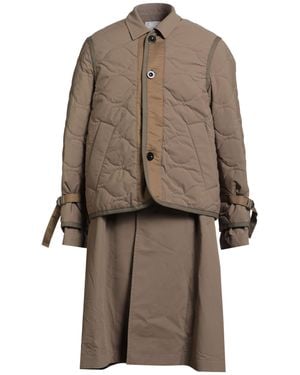 Sacai Khaki Overcoat & Trench Coat Polyester - Brown