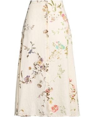 Semicouture Ivory Midi Skirt Linen, Polyester - Natural