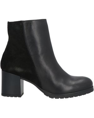Geox Leather Suede Zipper Ankle Boots - Black