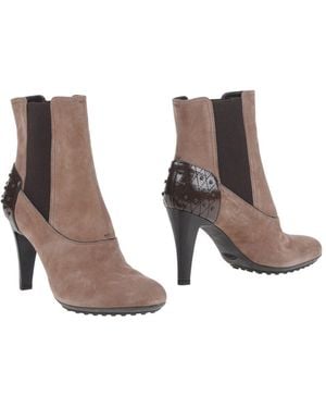 Tod's Taupe Ankle Boots Soft Leather, Textile Fibres - Grey